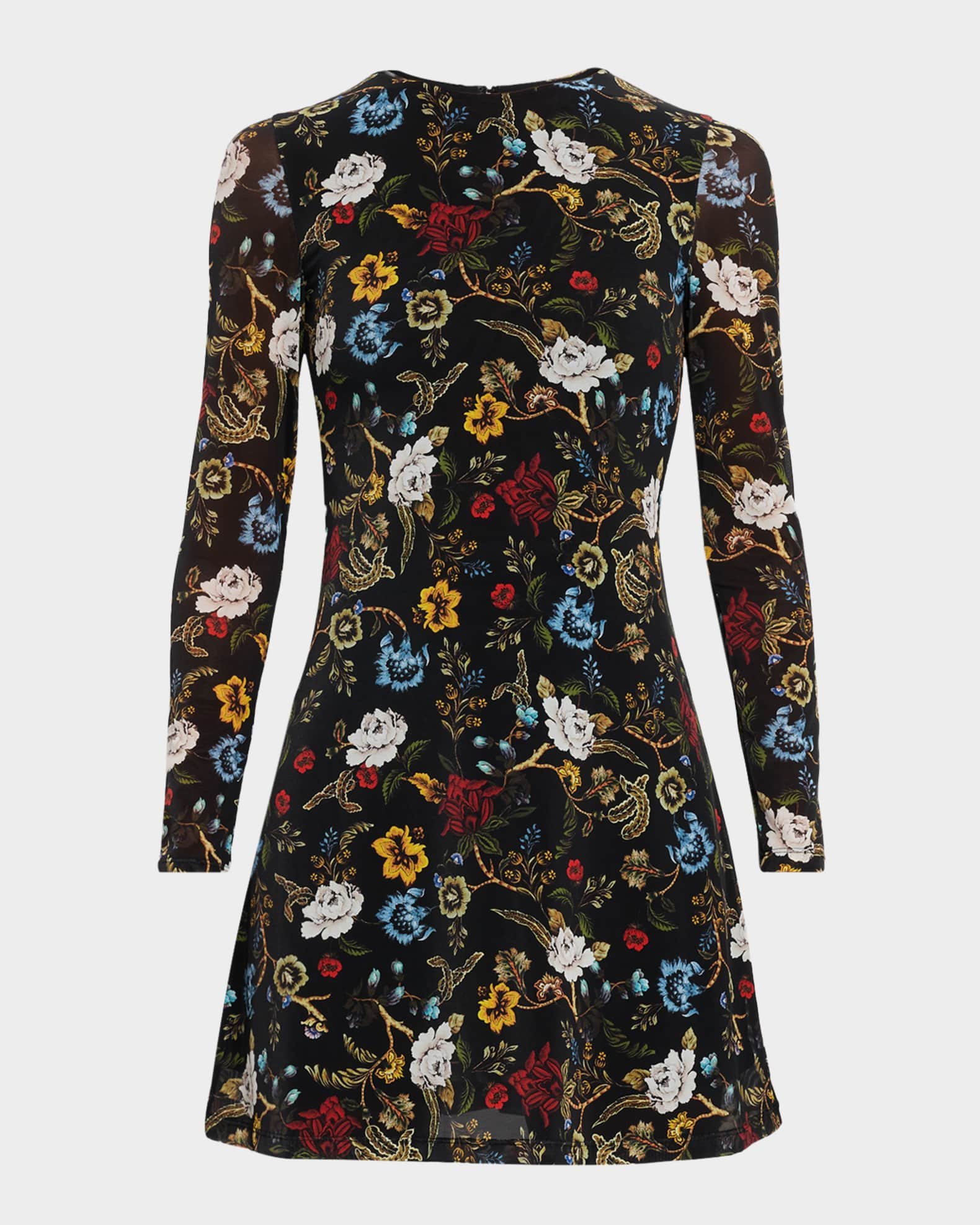 Delora Vestido Mini de Malla con Manga Larga