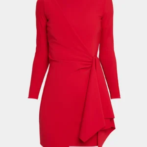 Mini Dress con Escote Barco Drapeado